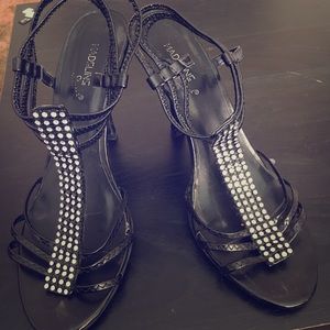 Black studded high heel sandals